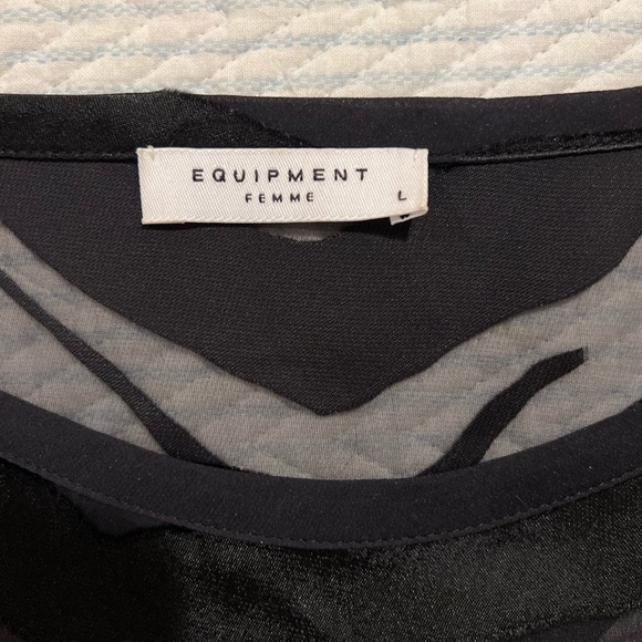 EQUIPMENT sheer burnout silk blouse. Zebra print. Black. Size Large - Picture 4 of 5